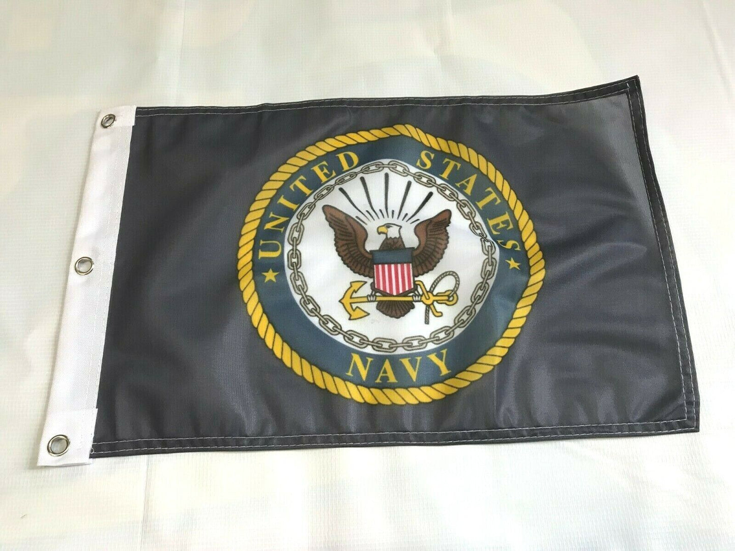 12x18 US Navy Emblem super polyester 3 grommets flag8