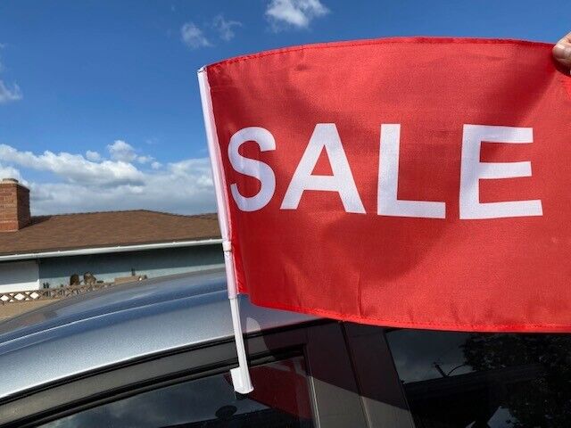 CAR DEALER SUPPLIES 50 pc Pack Car Window Clip On Flags SALE (Red & White)