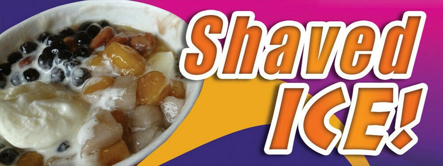 3ft x 8ft Shaved Ice Vinyl Banner- New-Free Shipping