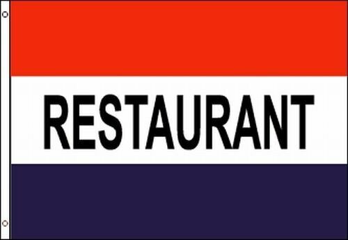 Restaurant r/w/b sign FLAG 3 X 5 FEET BRASS GROMMETS INDOOR OUTDOOR FLAGS BANNER