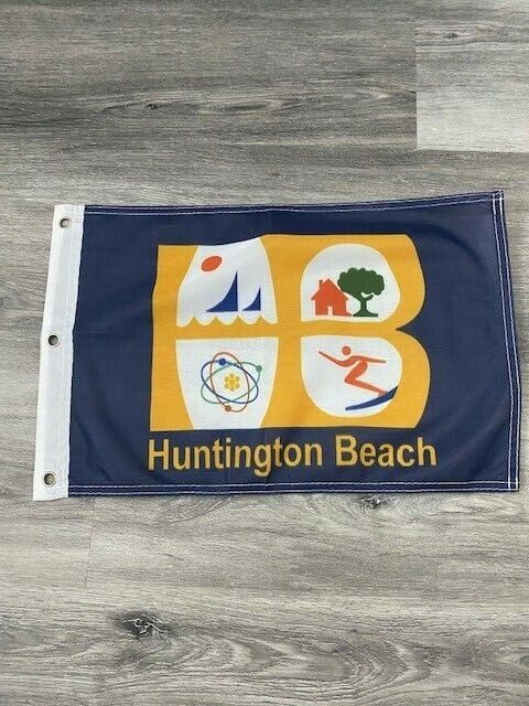 12" x 18" City of Huntington Beach, California FlagBanner Brass Grommets36