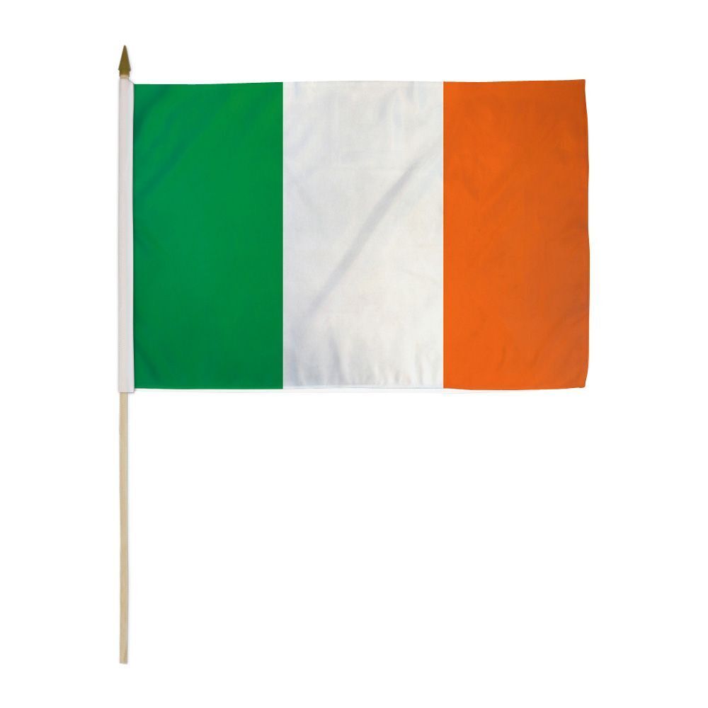 12x18 Inches Ireland Irish Stick Flag wood Staff