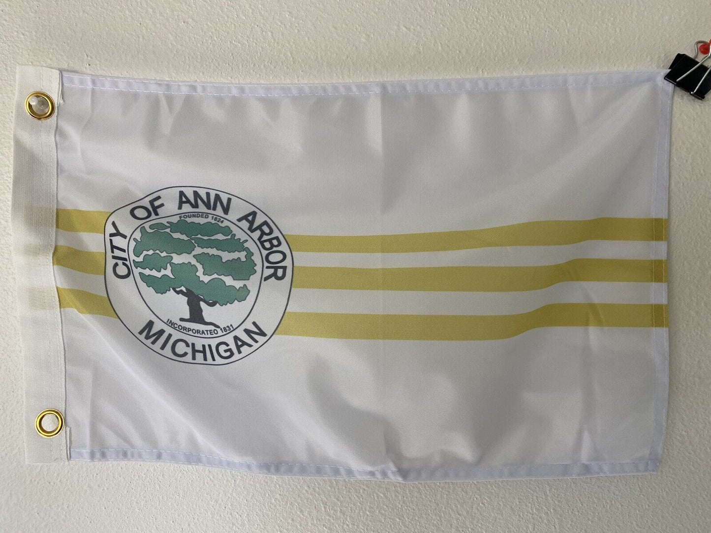12" x 18" City of Ann Arbor, Michigan Flag Polyester Flag Banner-Z19