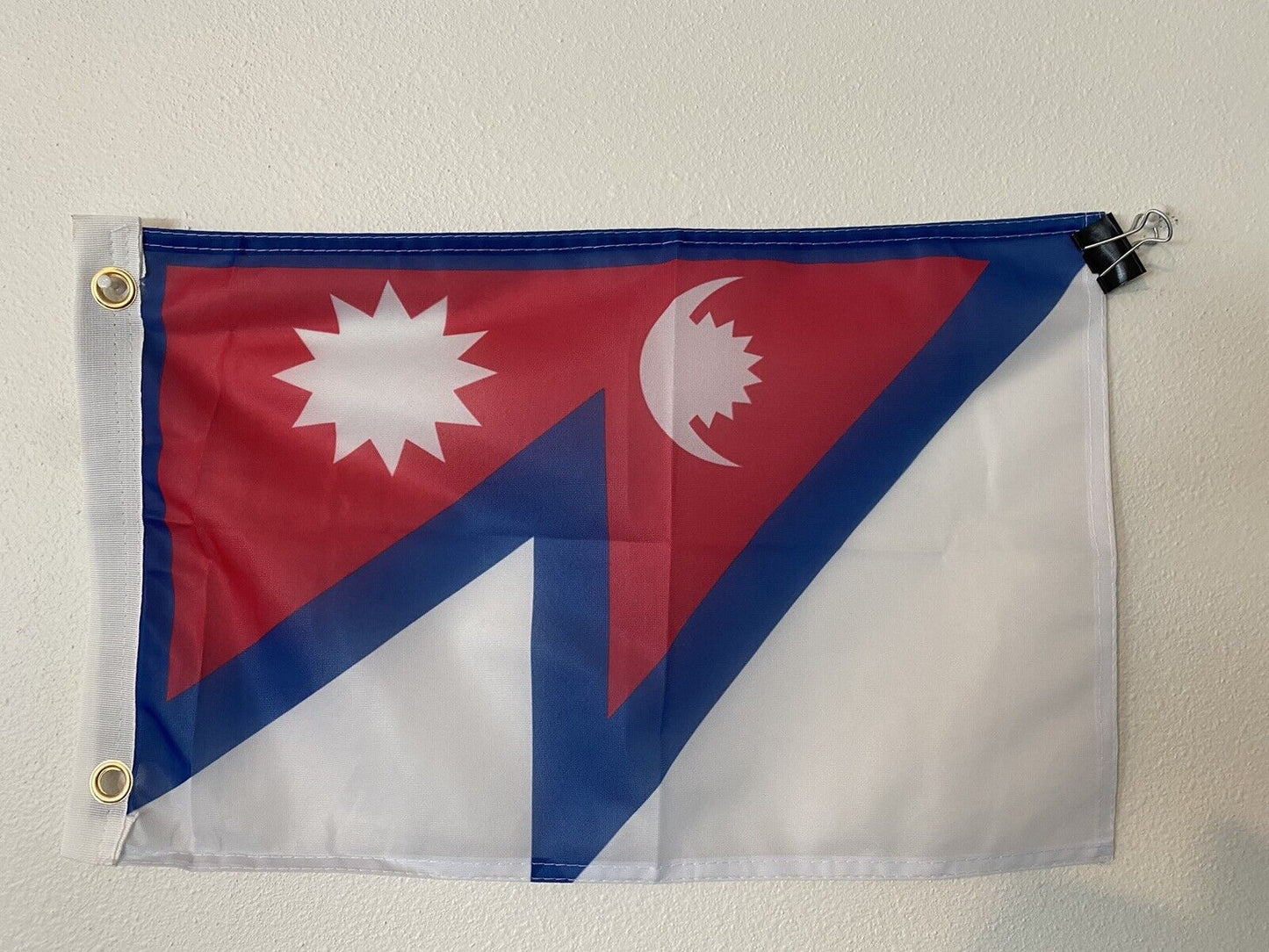 12" x 18" NEPAL INTERNATIONAL polyester flag w/ grommets. Banner Sign Display19