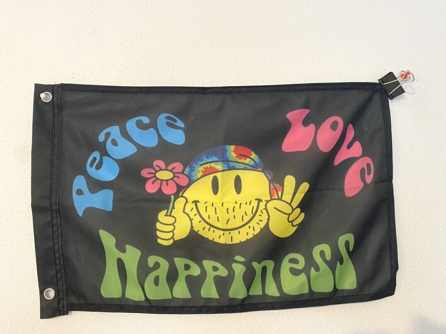 12x18 12"x18" Peace Love Happiness Hippie Sleeve Flag Boat Car Garden PremiumBx3