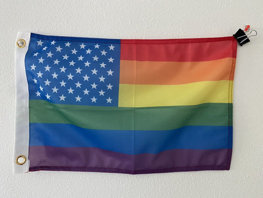 Rainbow US Star Pride Flag 12" x 18"  Pride Flag LGBT Z22