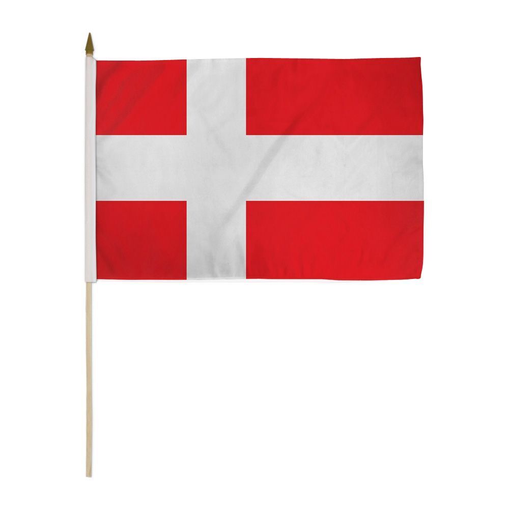 12x18 Inches Denmark Stick Flag wood Staff