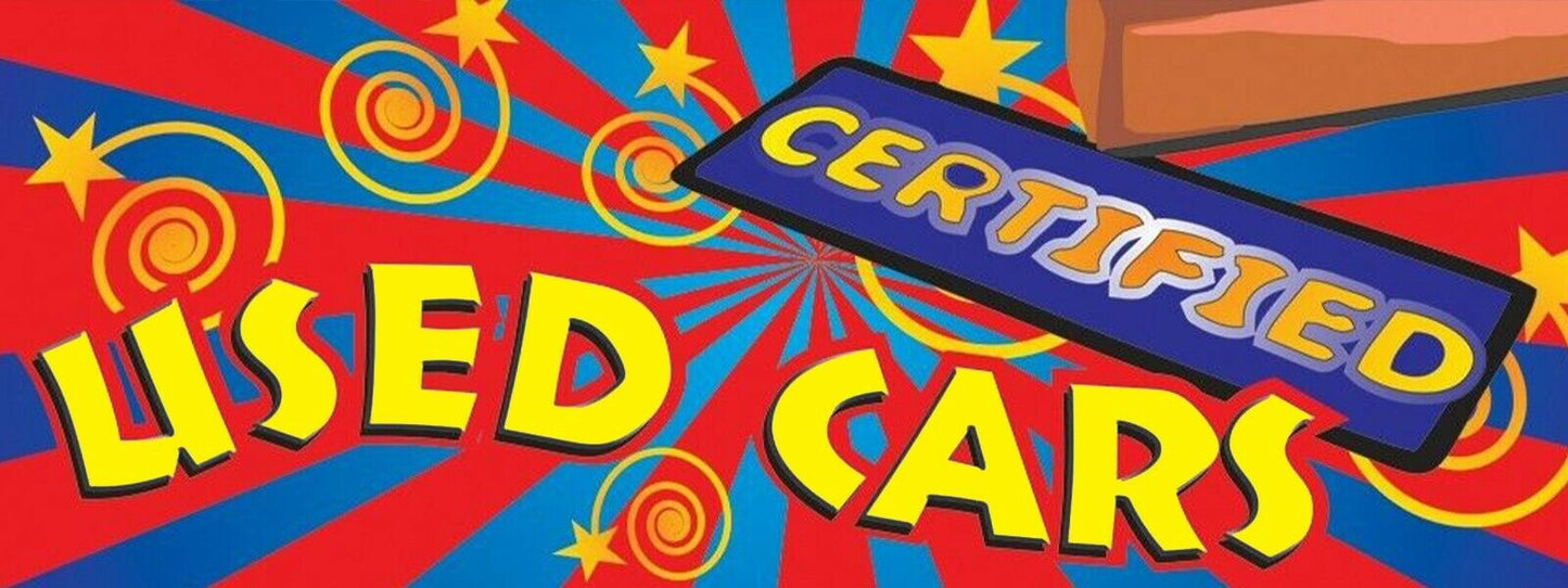 3ft x 8ft Certified Used Cars Vinyl Banner- New-Free Shipping