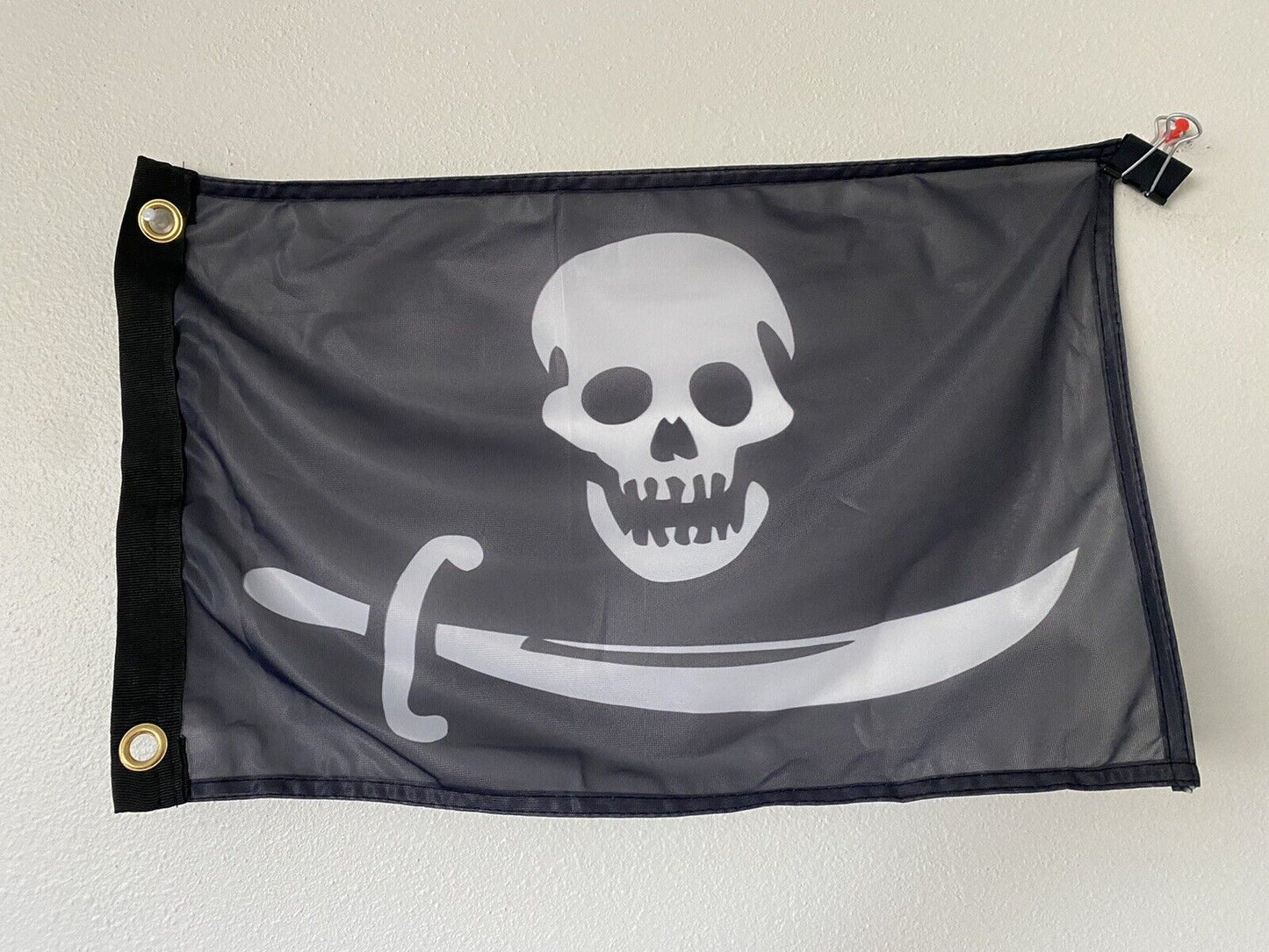 12 x 18 Black & White Pirate Flag 12" x 18" Polyester Flag Banner Z5,Z38