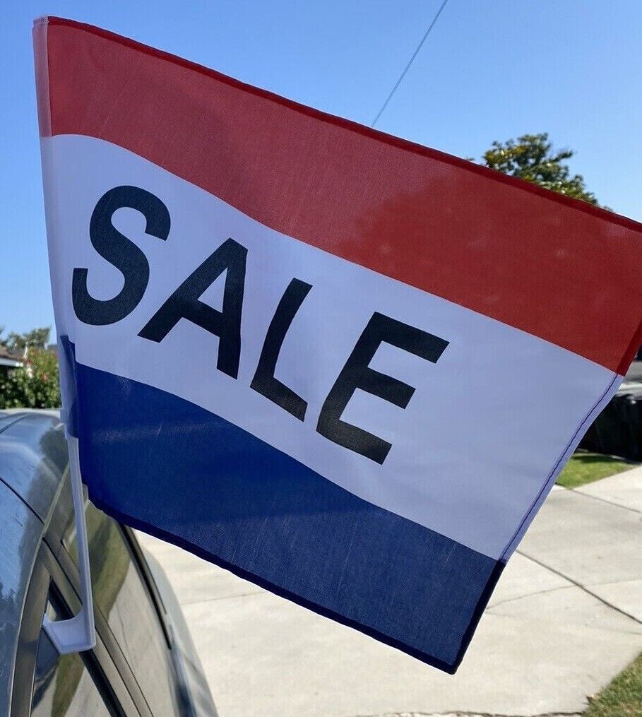 Car Dealer Supplies 50 Pack SALE r/w/b Car Window Clip On Flag 17"x12"