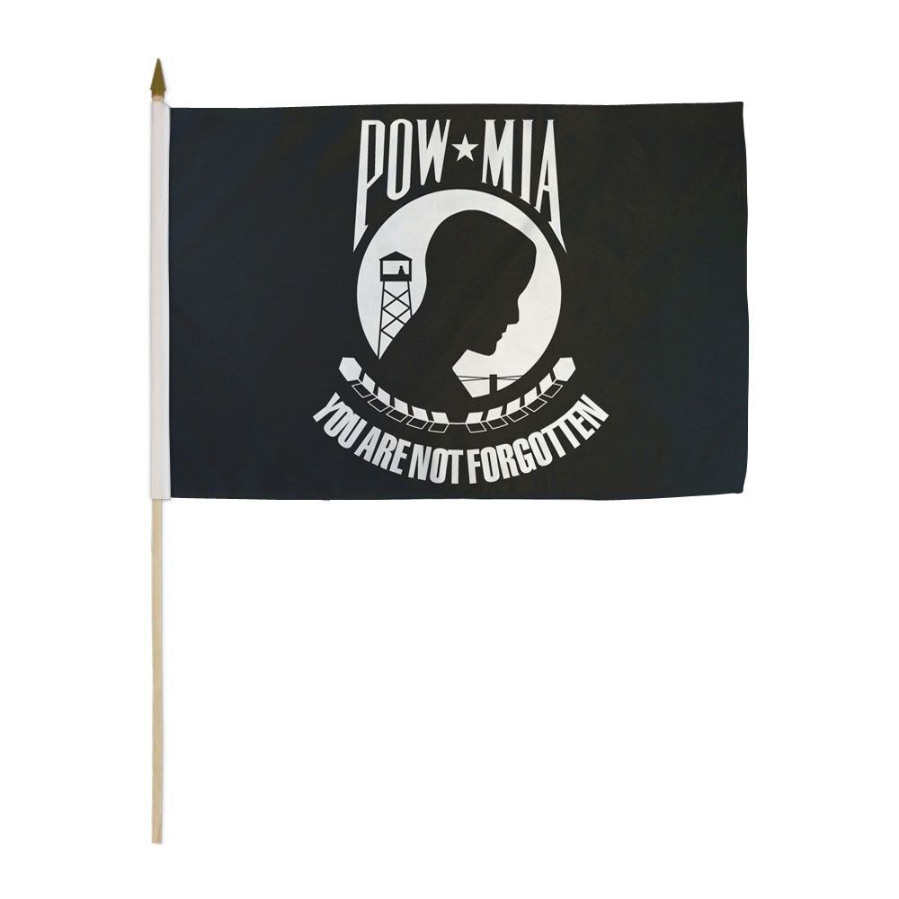 12x18 Inches POW MIA Stick Flag wood Staff