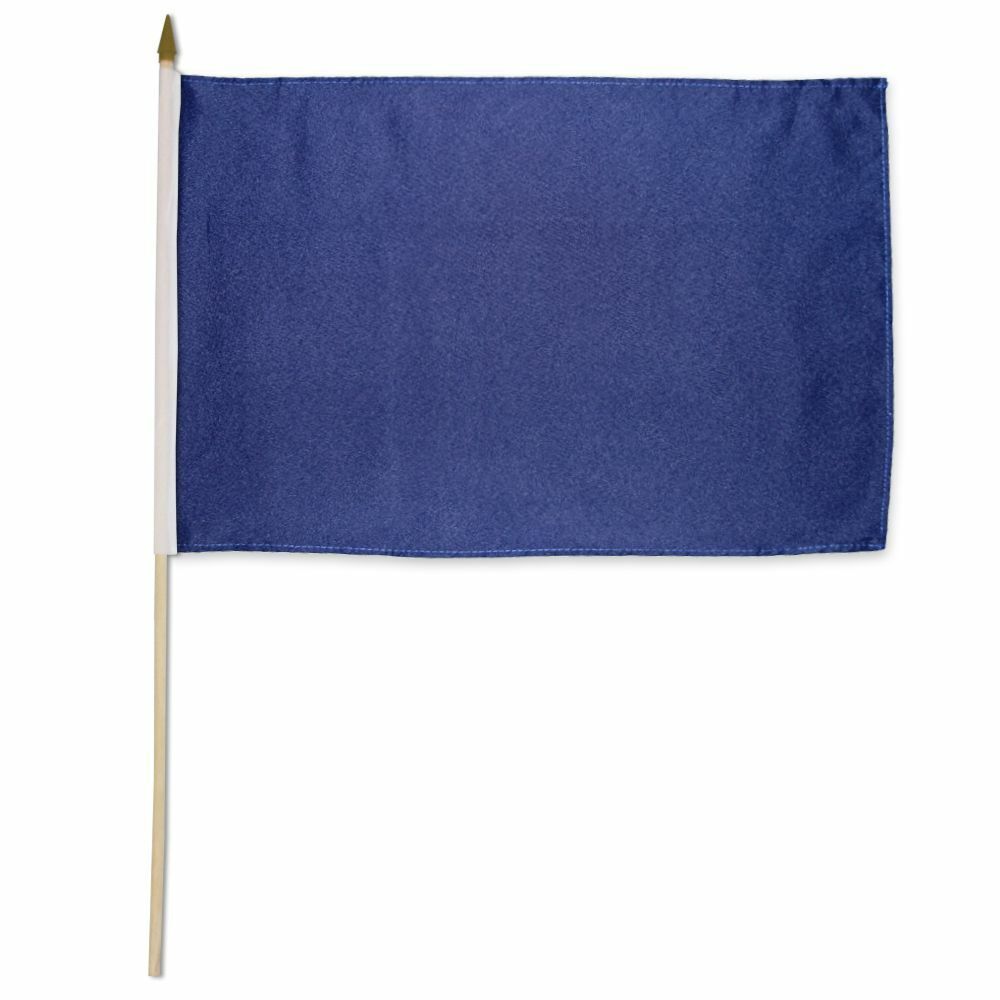 12x18 Inches Pack of 3 Blue Solid Color Stick Flag wood Staff
