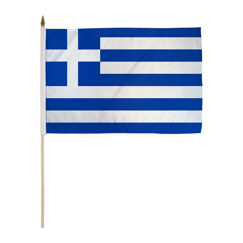 12x18 Inches Greece Stick Flag wood Staff