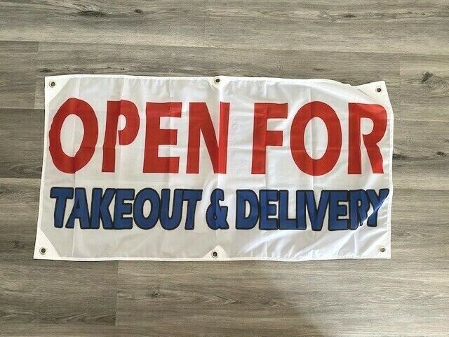 2x4 ft OPEN FOR TAKEOUT & DELIVERY Banner Sign -Super Polyester Fabric Z24