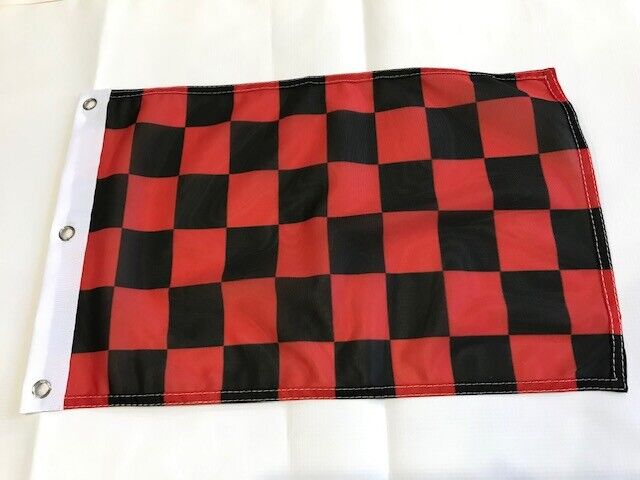 12''x18'' Black and Red Checkered Super Polyester Boat Flag Banner Grommets 2