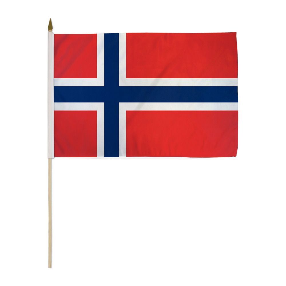 12x18 Inches Norway Stick Flag wood Staff
