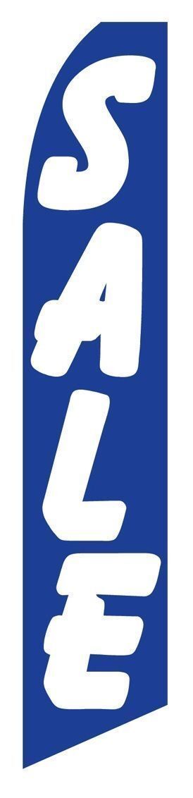 SALE (blue/white) FLUTTER FLAG Tall Feather Swooper Advertising Sign Banner