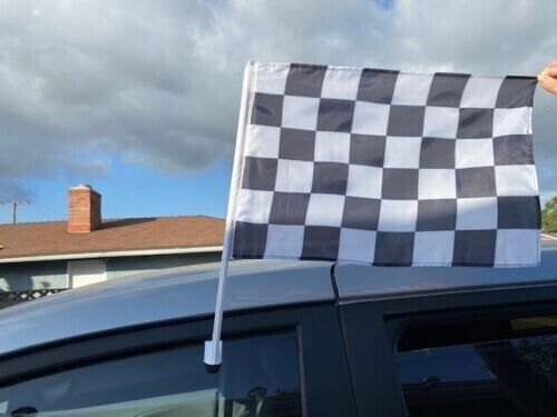 CAR DEALER SUPPLIES 90 pc Pack Car Window Clip On Flags Black & White Checkered