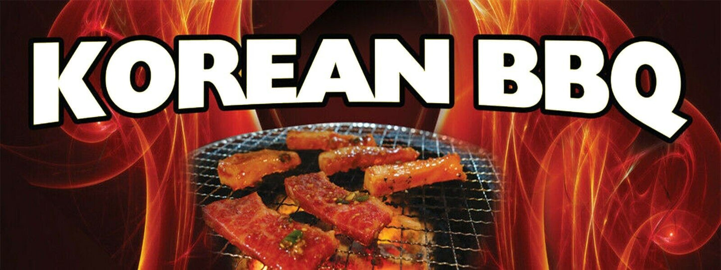 3ft x 8ft Korean BBQ Vinyl Banner- New-Free Shipping