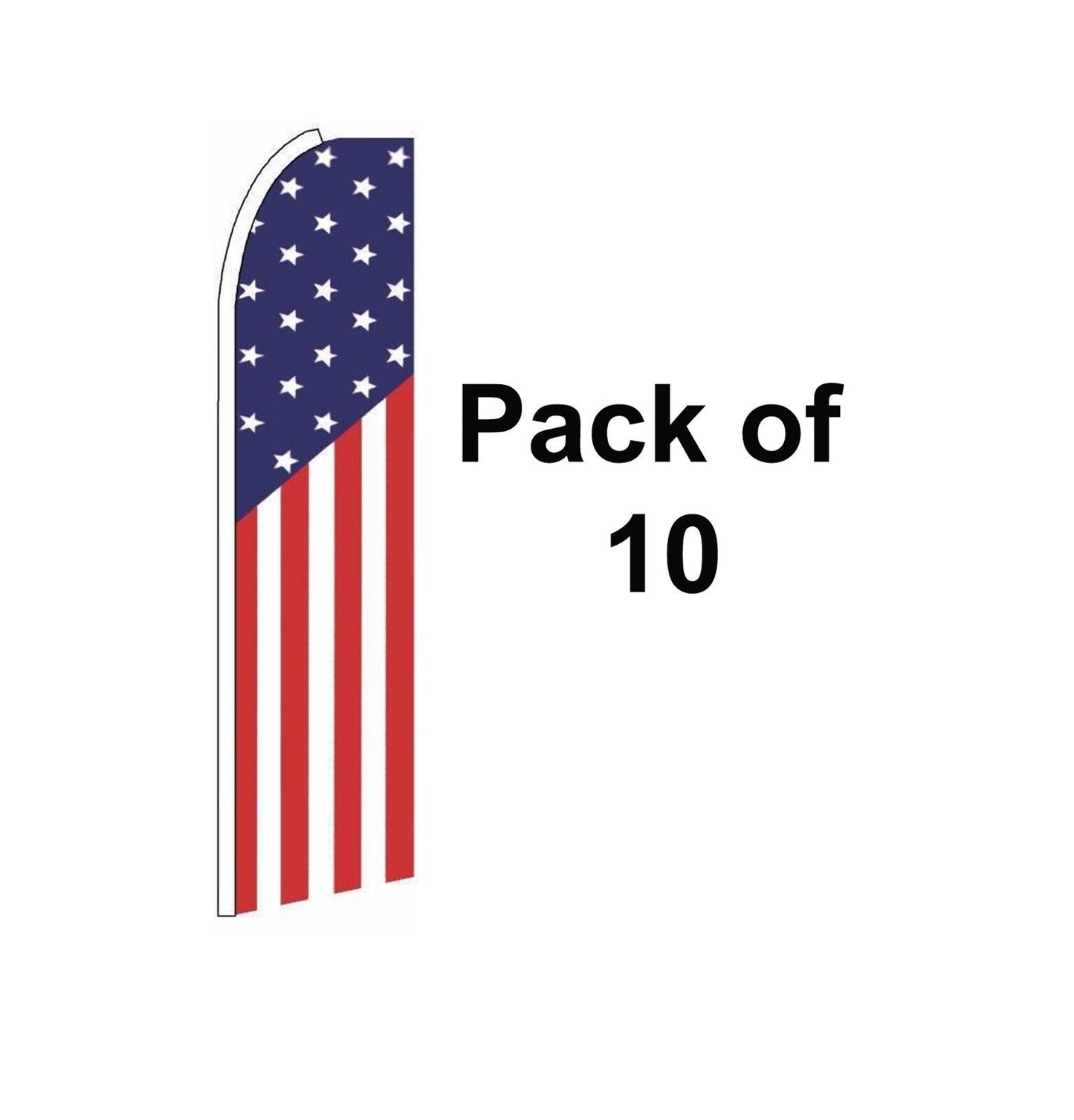 Pack of 10 USA AMERICA US 15 Ft TALL Feather Swooper Bow Banner Ad Flag only