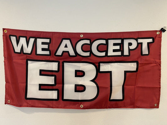 5 Pack 2x4 ft WE ACCEPT EBT Banner  Sign -Super Polyester Fabric-New Z24