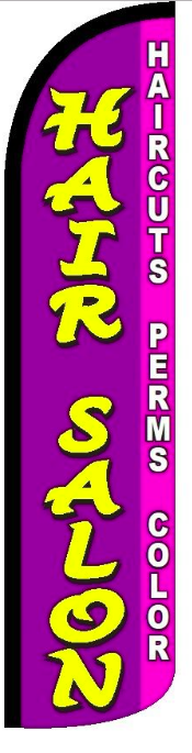Hair Salon -Haircuts, Perm, Color Tall Feather Windless Swooper Sign Banner