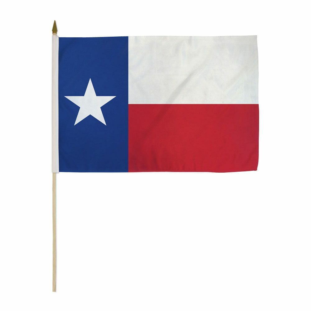 12x18 Inches Pack of 3 Texas Stick Flag wood Staff