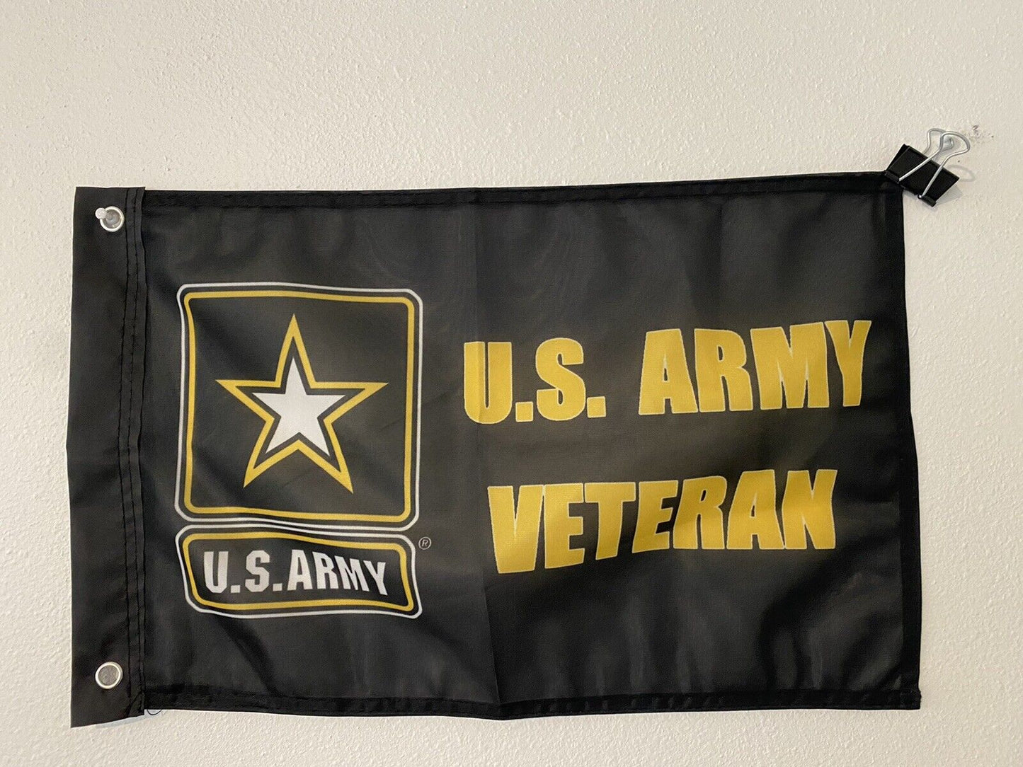 12 x 18 inch 12x18 Black US Army Veteran Gold Star Super Polyester Flag 11