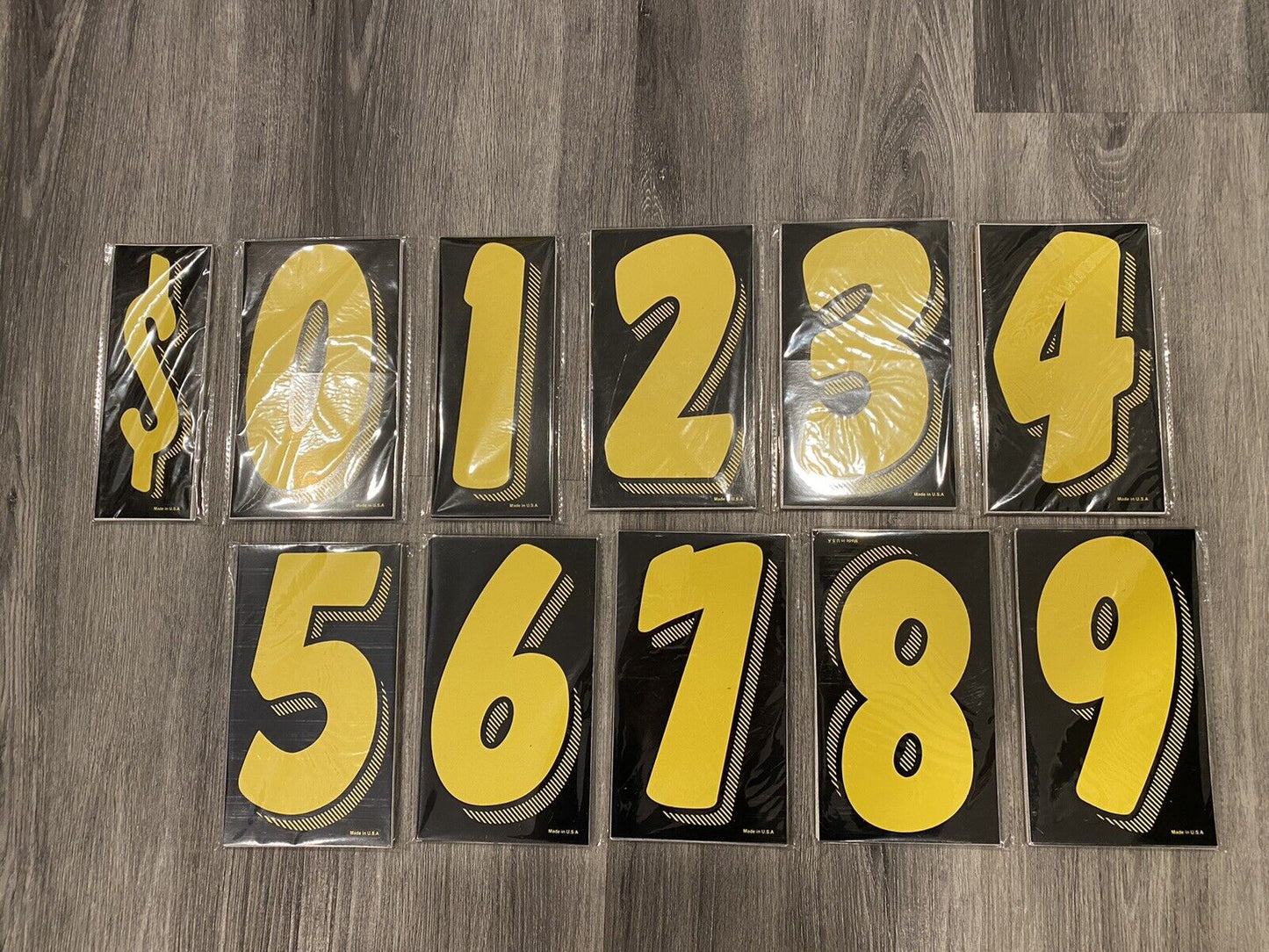 E-Z Windshield Pricing NUMBER Stickers 7 1/2" 11 Dozen Chartreuse Red on Black