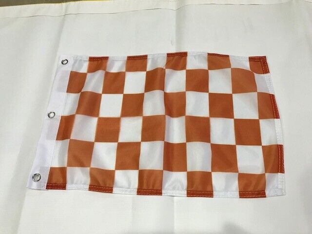 12x18 12"x18" Orange and White Checkered Race Flag Grommets Boat Car Garden17