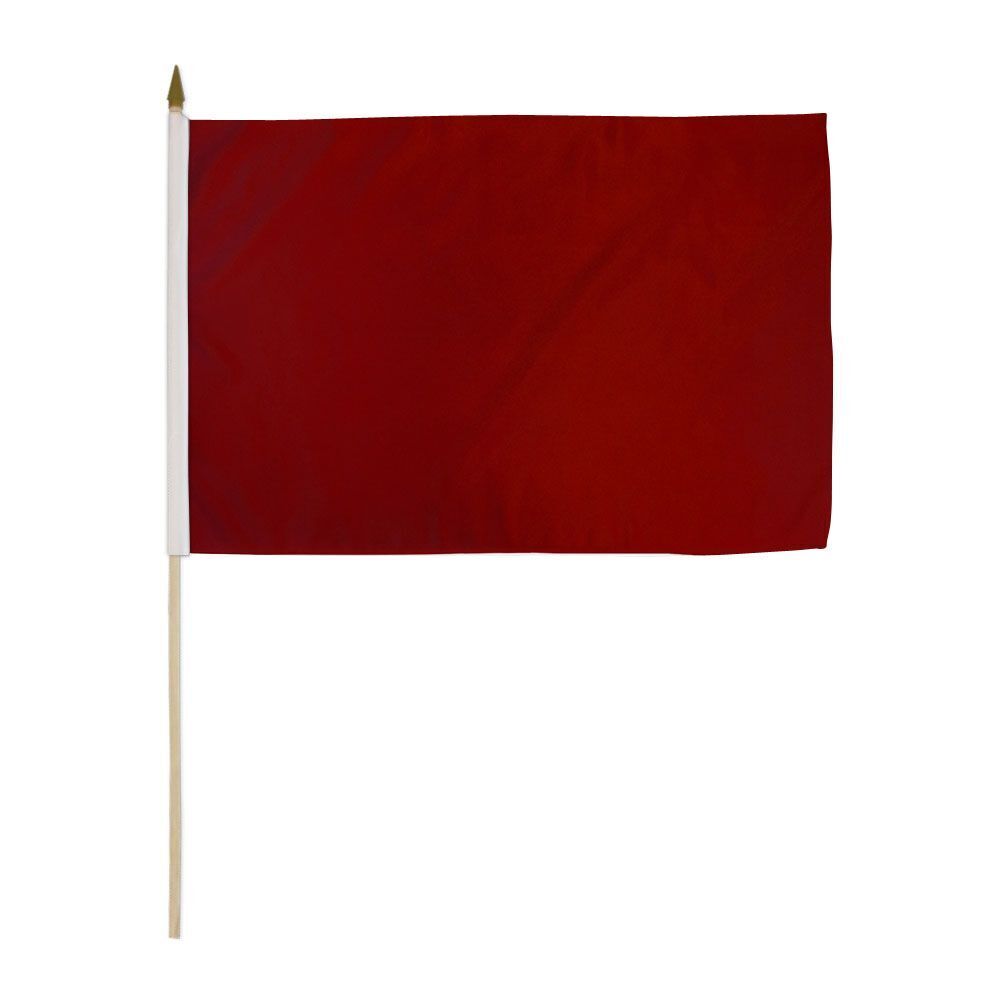 12x18 Inches 12 x18 Burgundy Stick Flag wood Staff