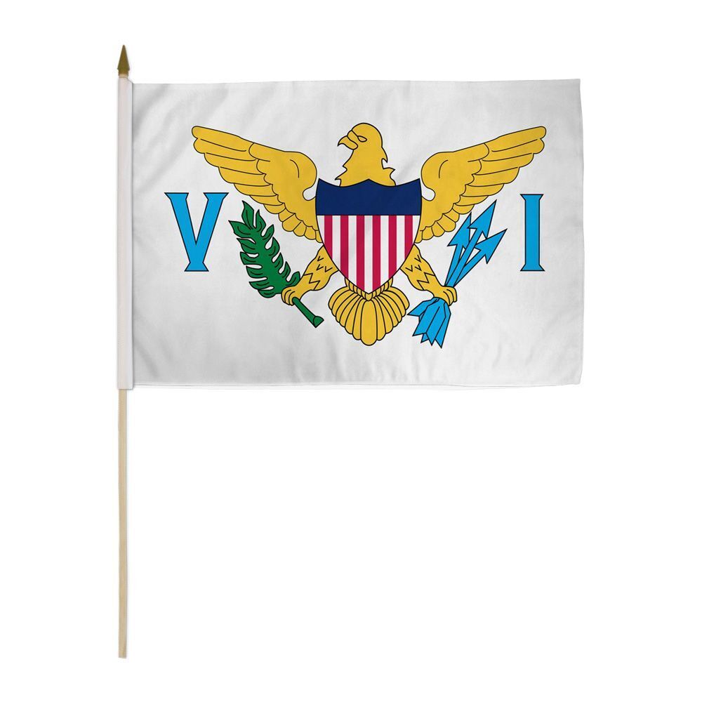 12x18 Inches US Virgin Islands Stick Flag wood Staff