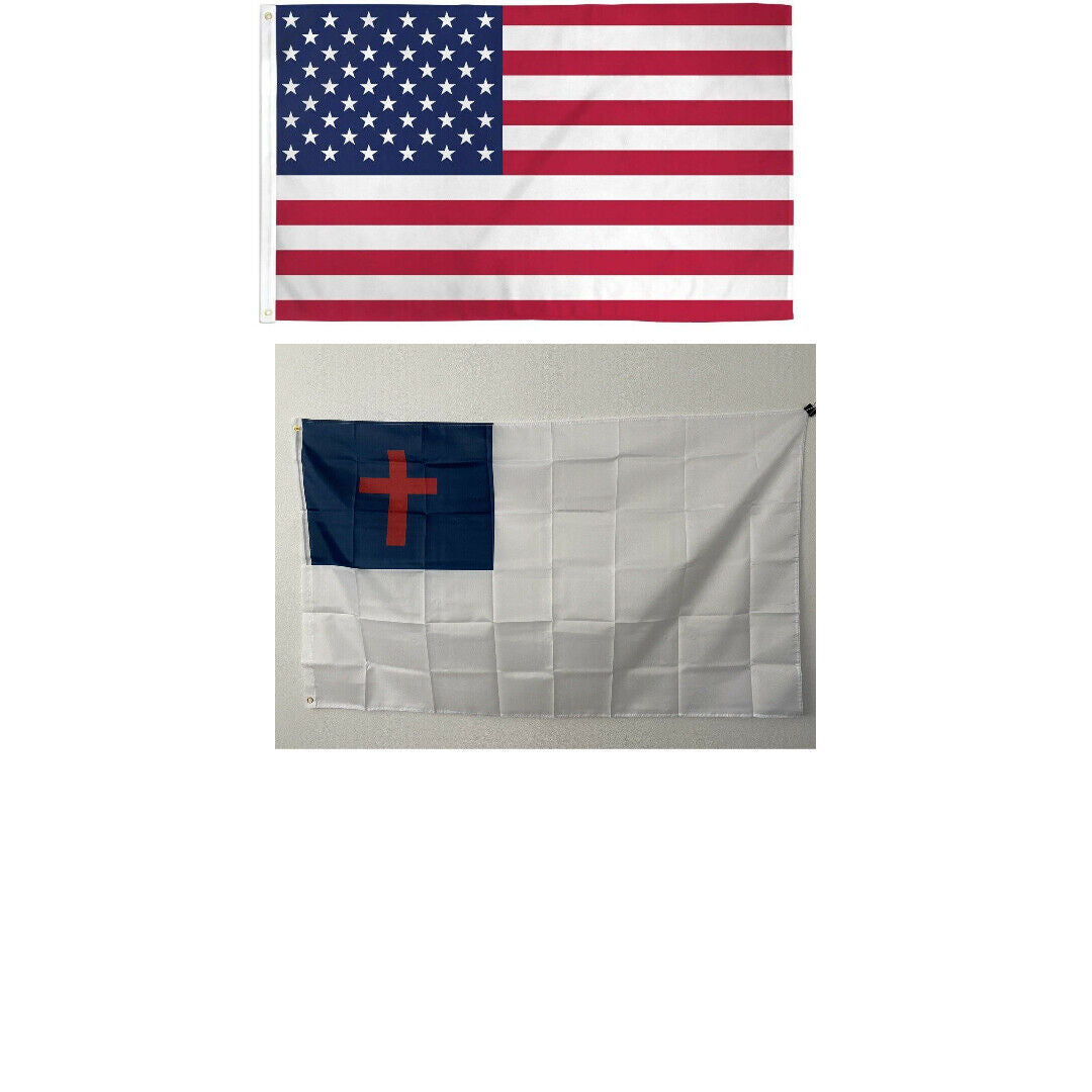 3x5 3'x5' Combo USA & Christian Flag Grommets