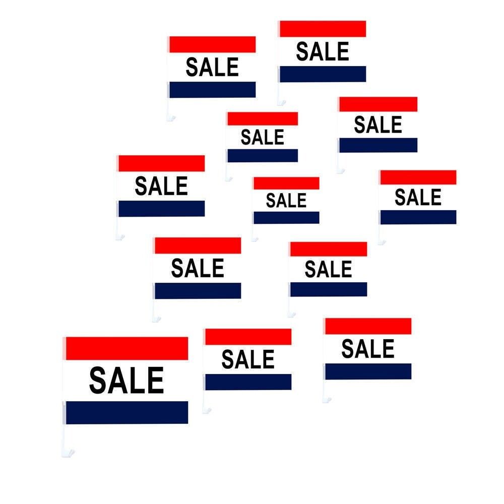 CAR DEALER SUPPLIES 80 pc Pack Car Window Clip On Flags SALE (r/w/b)
