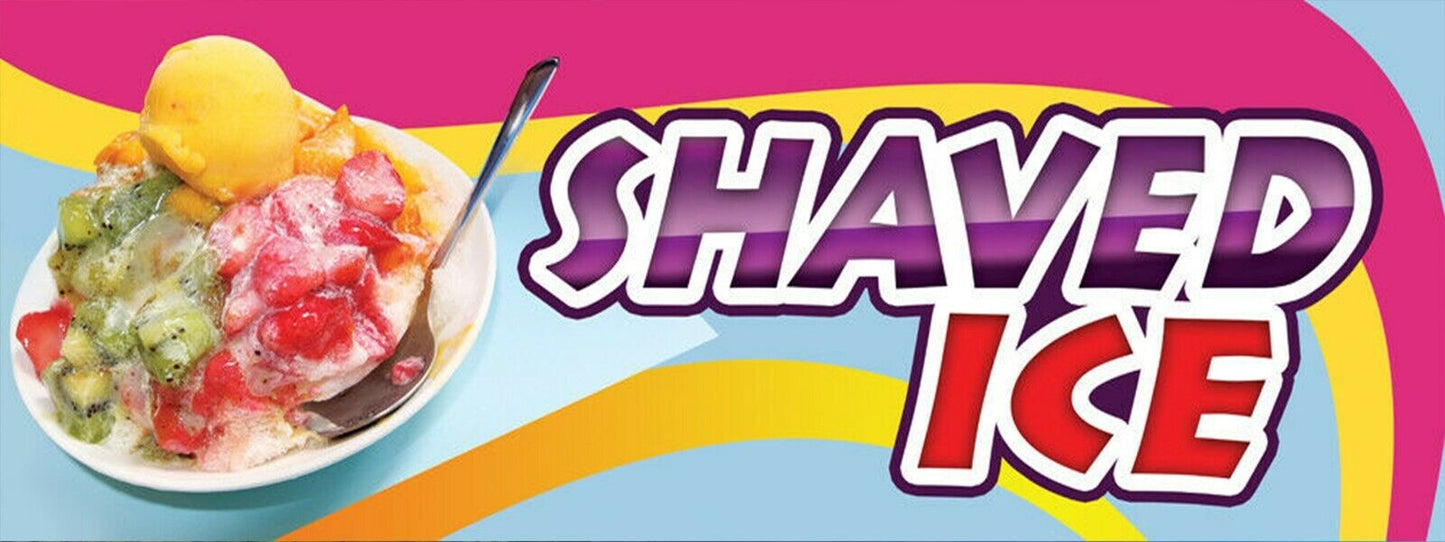 3ft x 8ft Shaved Ice Vinyl Banner- New-Free Shipping