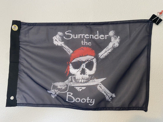 12x18 12"x18" Surrender the Booty Pirate Ship Jolly Roger Polyester Flag Z20