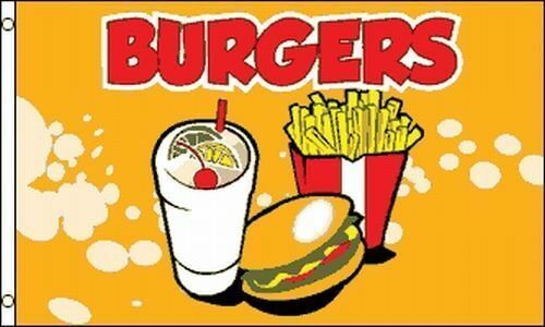 2 Pack 3x5 inches Advertising Burgers Drink & Fries YelLow Flag Banner