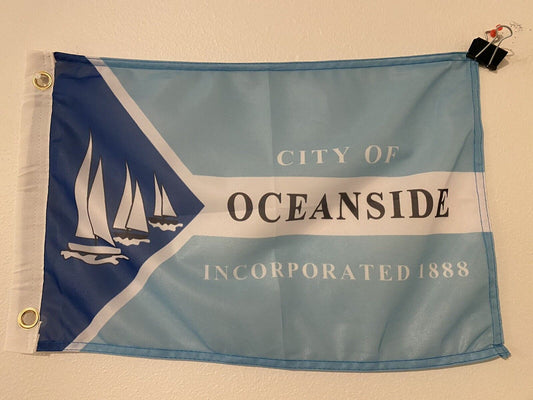 12" x 18"  City of Oceanside, California Flag  12x18 Banner Brass Grommets