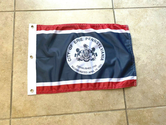 12 x 18 12" x 18" City Erie, Pennsylvania Flag Banner Grommets37