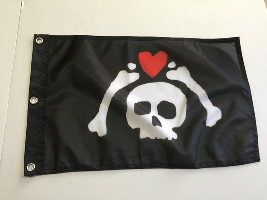 12x18 Pirate Bones Skelton Heart Microprose Micropose Flag 12" x 18" Banner 27