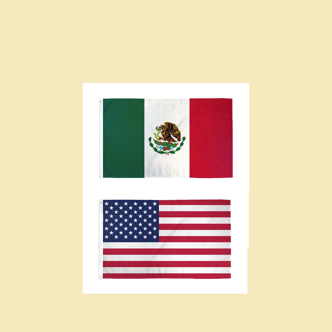 2x3 2'x3’ Combo Set  USA American & Mexico Country Flag Banner