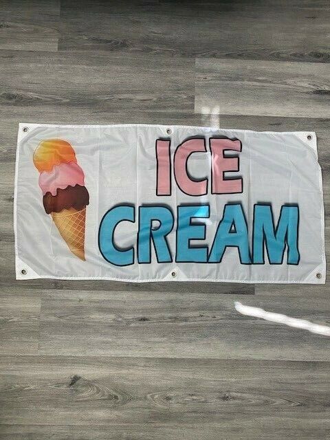 2x4 ft Ice Cream Banner Sign -Super Polyester Fabric