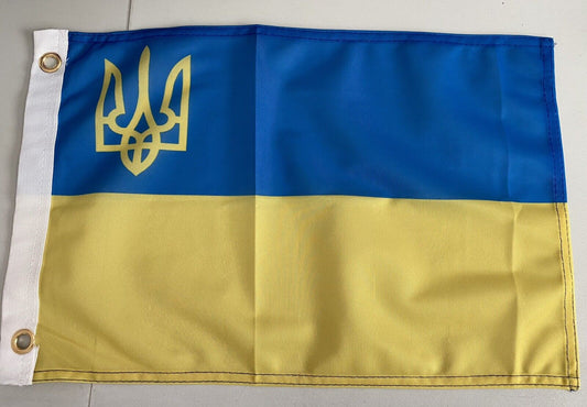 12x18 12''x18'' Ukraine Trident Rough Tex Knitted Boat Flag Banner 2 GrommetsBxO