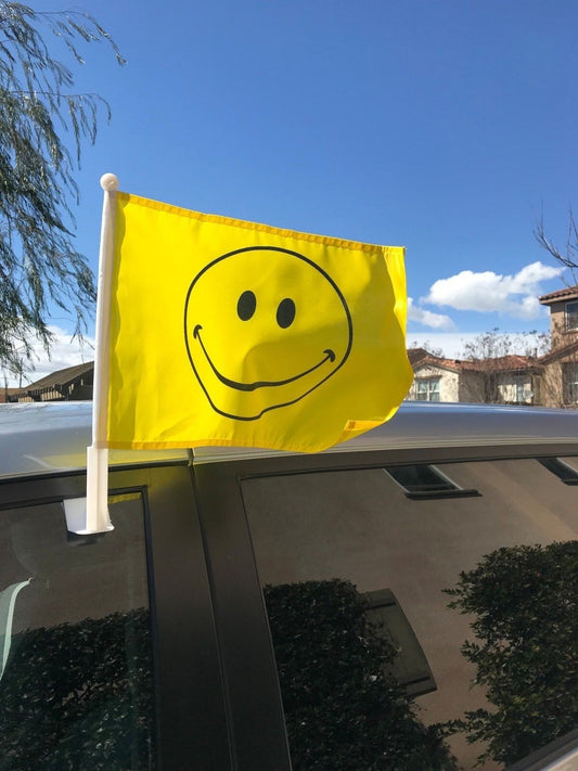 Happy Face  Car Flag Auto Flag  12" x 17" Auto Car Flag Free Shipping