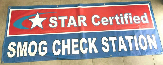 STAR CERTIFIED SMOG CHECK STATION Vinyl Banner Sign 3x8 ft  - ON SALE!