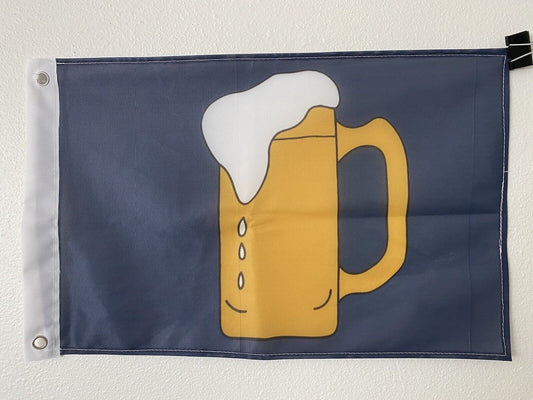 12x18 12"x18" Beer Mug Drinking Blue Sleeve Flag Boat Car Garden 3 Grommets18