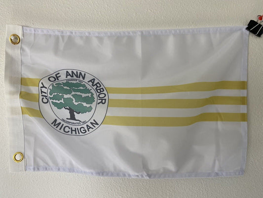12" x 18" City of Ann Arbor, Michigan Flag Polyester Flag Banner-Z19