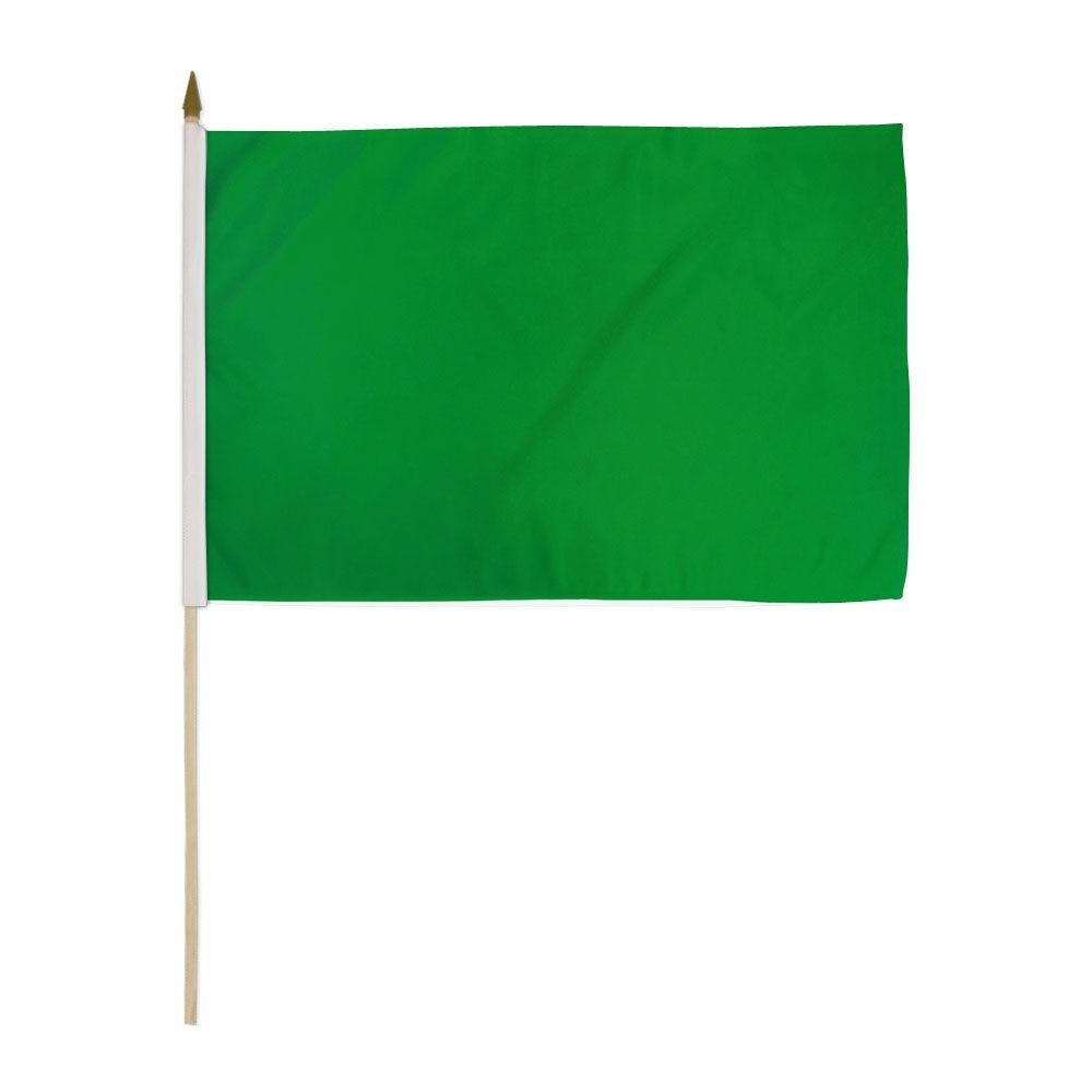 12x18 Inches Pack of 3 Green  Stick Flag wood Staff