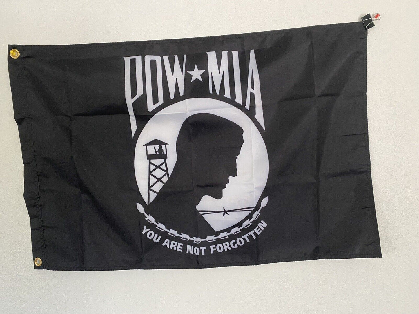 POW MIA Black 2 x 3 Feet 100D Polyester Flag You Are Not Forgotten  Veteran M3