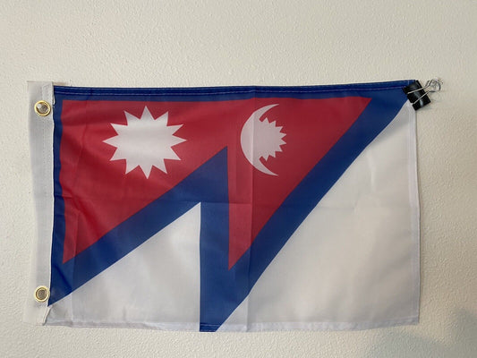 12" x 18"  NEPAL INTERNATIONAL polyester flag w/ grommets. Banner Sign Display19